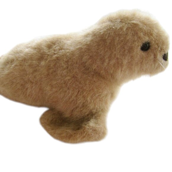 Vintage 70s Alresford Crafts Plush Baby Harp Seal Cream Mohair Handmade ENGLAND - Picture 4 of 6